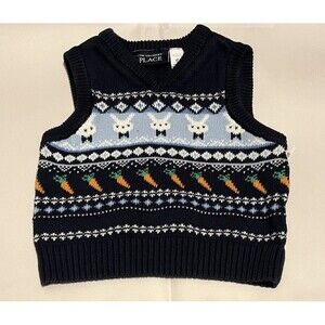 Children’s Place Easter Bunny Rabbit Sweater Vest 2T Toddler Boy Holiday Rabbit